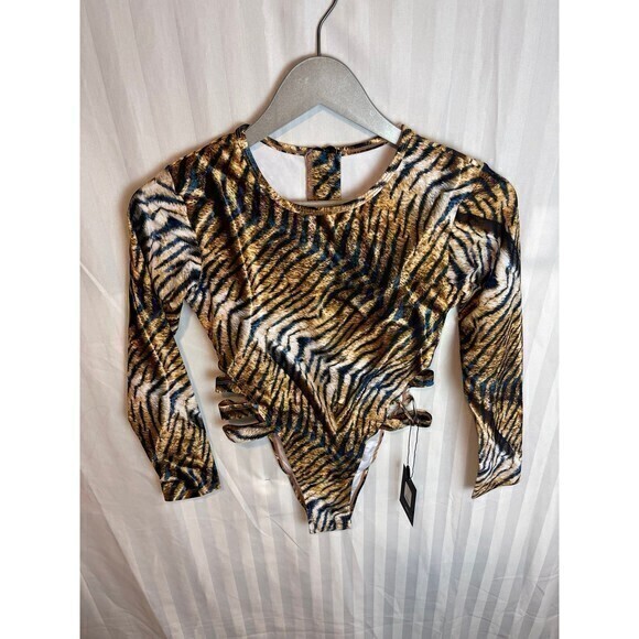 Animal Print Long Sleeve One Piece Swimsuit Size Small RefN07‎ - Picture 6 of 8